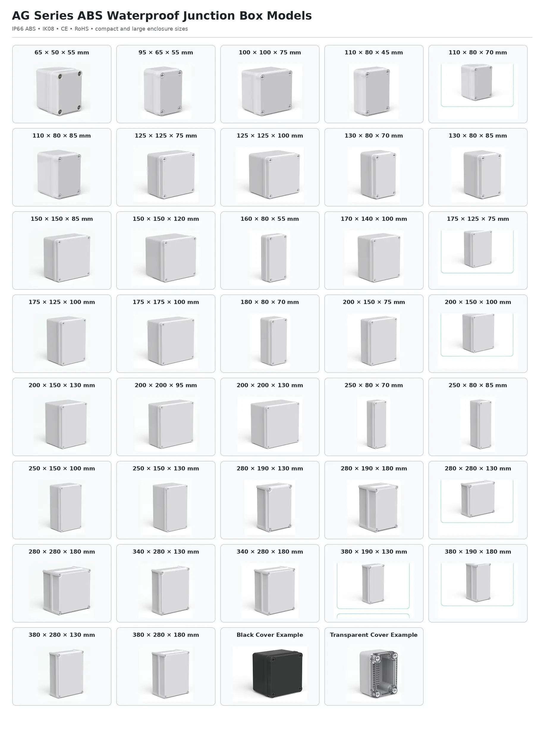 IP66 AG ABS waterproof junction box models